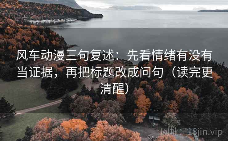 风车动漫三句复述：先看情绪有没有当证据，再把标题改成问句（读完更清醒）