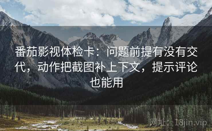 番茄影视体检卡：问题前提有没有交代，动作把截图补上下文，提示评论也能用