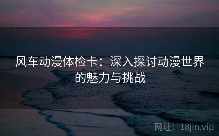 风车动漫体检卡：深入探讨动漫世界的魅力与挑战