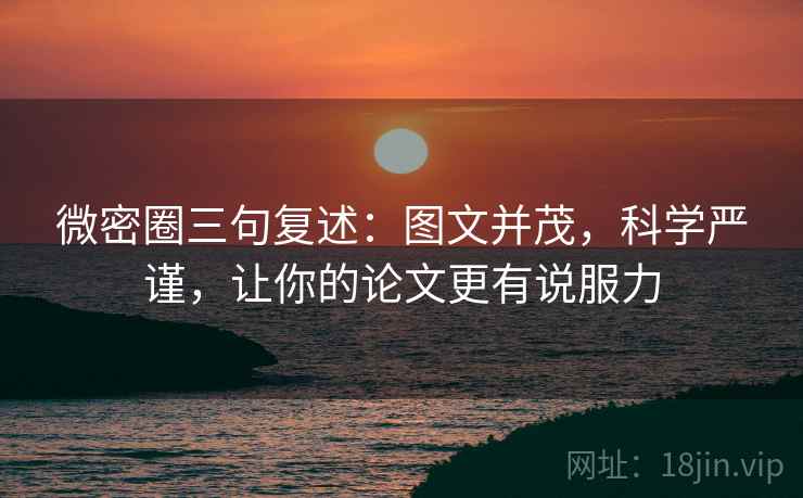 微密圈三句复述：图文并茂，科学严谨，让你的论文更有说服力